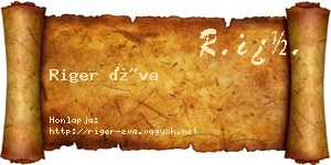 Riger Éva névjegykártya